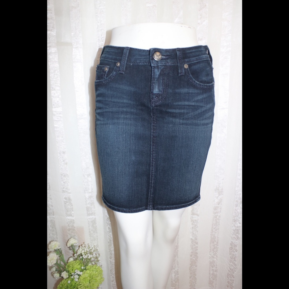 PRVCY Women’s Dark Blue wash jean skirt